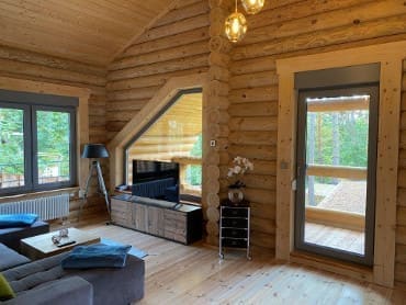  an der Mecklenburger Seenplatte das Holzhaus Obergeschoss Küche